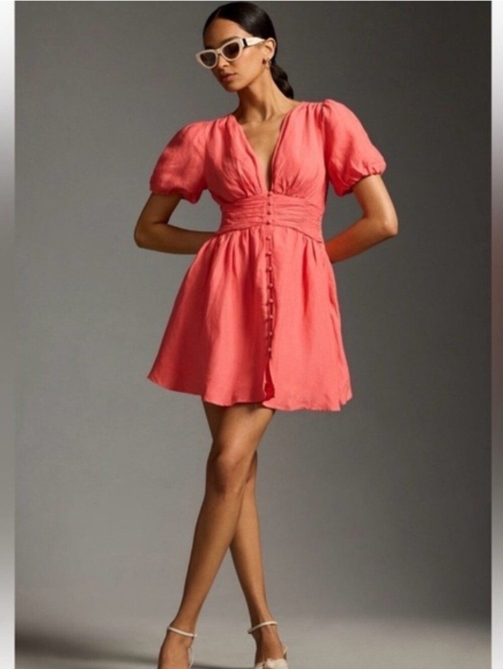 Anthropologie by Anthropologie Katerina Button Front Mini Dress Small Petite